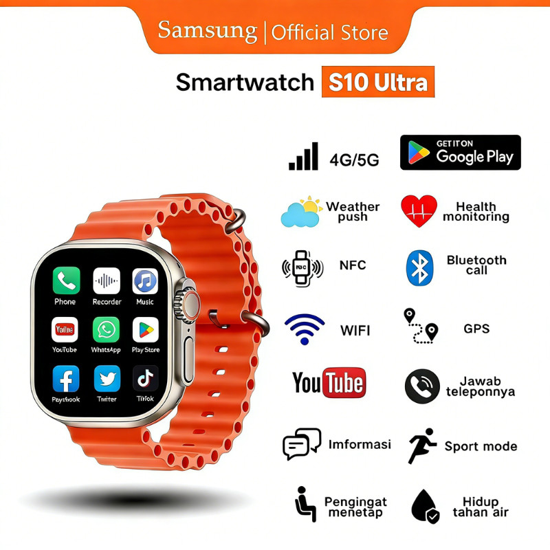 Samsung smartwatch 10 Ultra 4GB RAM+128GB ROM Smart Watch  For Android IOS Store GPS Lady's watch Bl