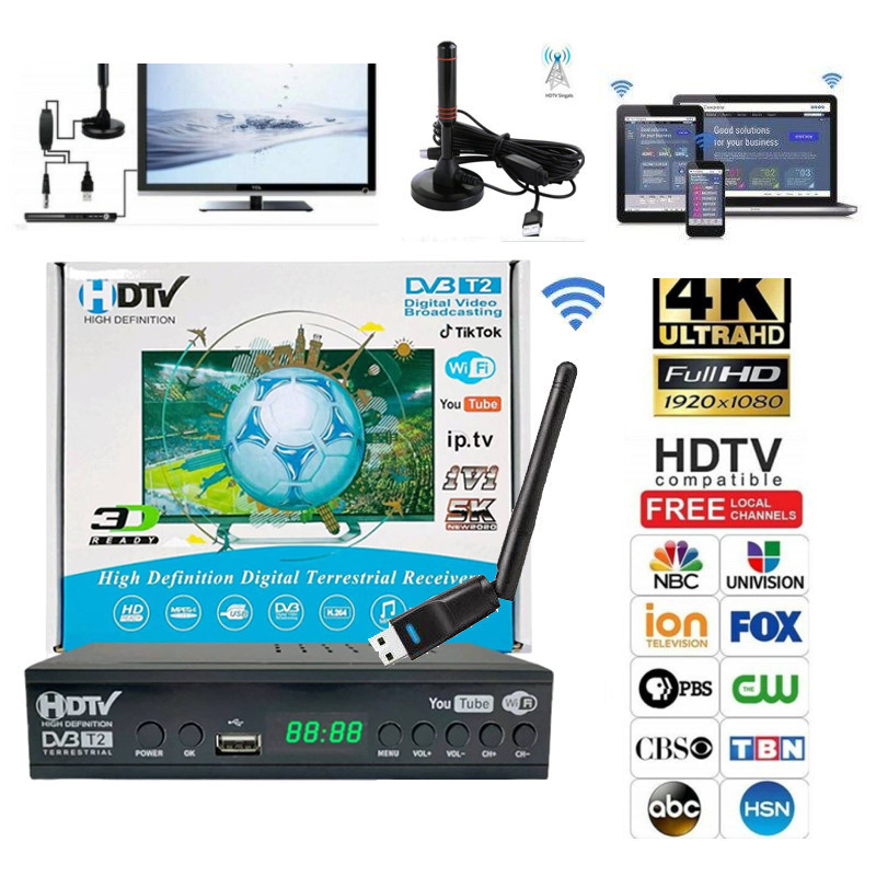 HDTC STB TV Digital DVB-T2 WiFi 1080P Full HD Receiver Decoder TV Digital Akses Internet Nirkabel Ou