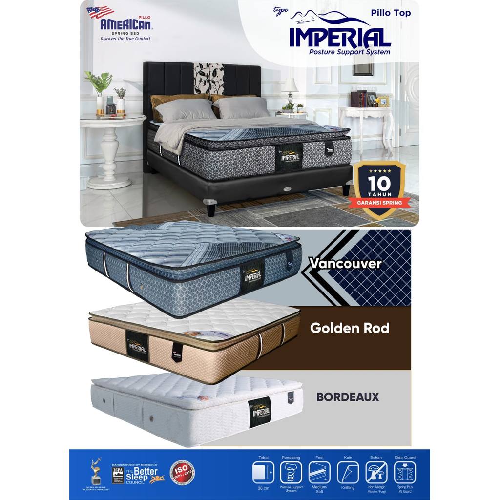 American Imperial Plush Top Springbed Kasur Tinggi 38CM - Garansi 10Tahun