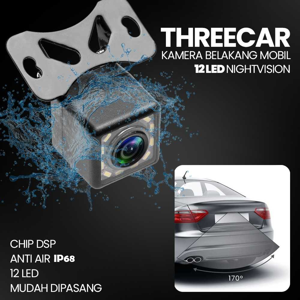 RC Kamera Belakang Mobil Car Rearview 12 LED Nightvision - S12