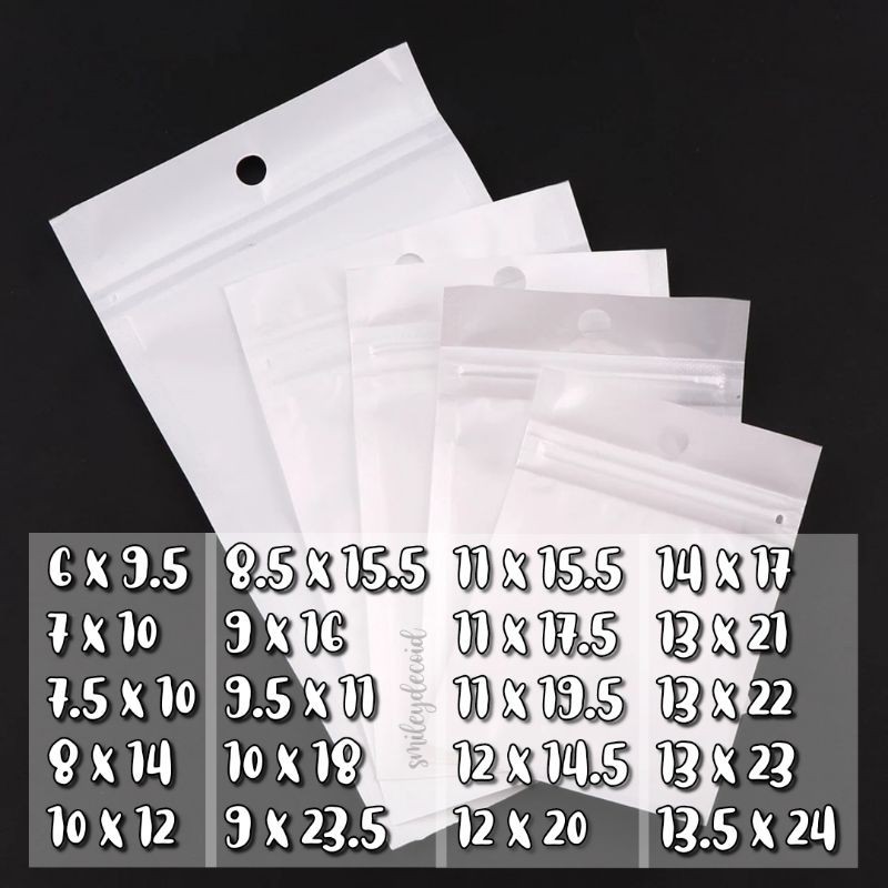 Plastik Klip Ziplock Putih Susu Transparan Sticker Storage Bag Aksesoris Banyak Ukuran 6x10 7x10 7.5