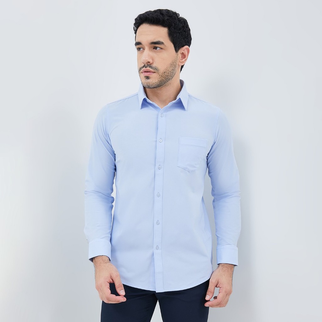Jobb Cloude Kemeja Pria Lengan Panjang Slim Fit Biru