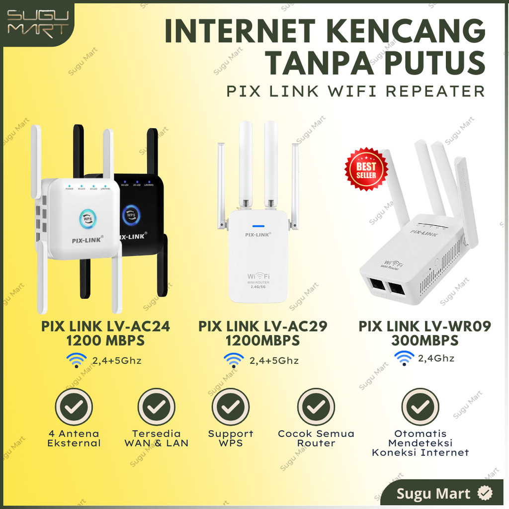 Pix Link Extender Wifi Pix Link LV-WR09  300 Mbps  | Pix Link LV-AC24 / LV-AC29 Range Extender 1200M