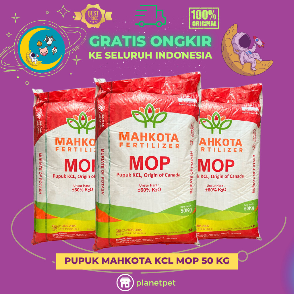 PUPUK MAHKOTA KCL MOP 50 KG - Pupuk Untuk Meningkatkan dan Kualitas Hasil Panen