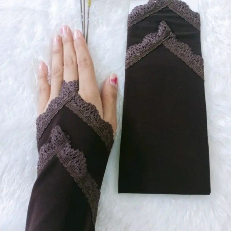 Manset tangan renda cincin muslimah|Handshock muslimah jersy premium|Manset lengan cincin