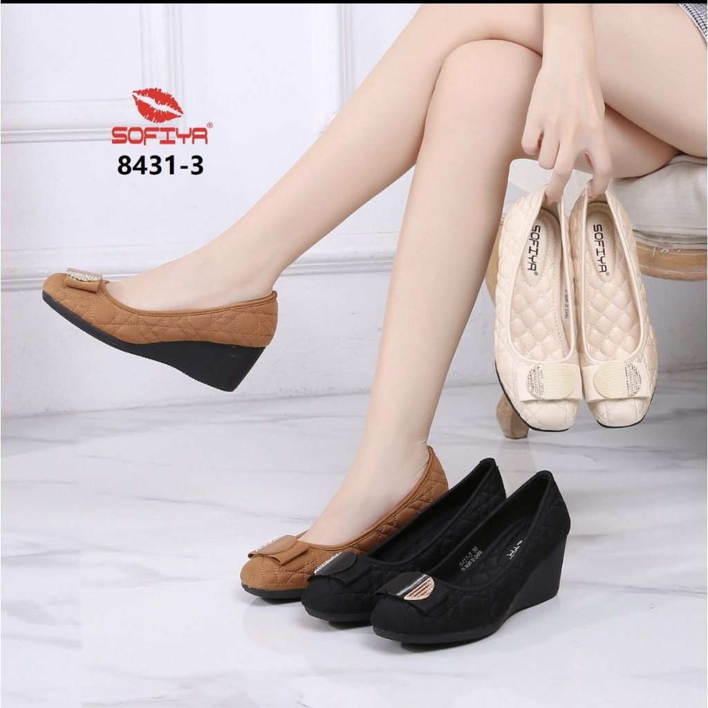 SOFIYA ORI 8431 3 SEPATU WEDGES WANITA IMPORT / SEPATU KERJA / SEPATU CASUAL / SEPATU PANTOPEL 6CM