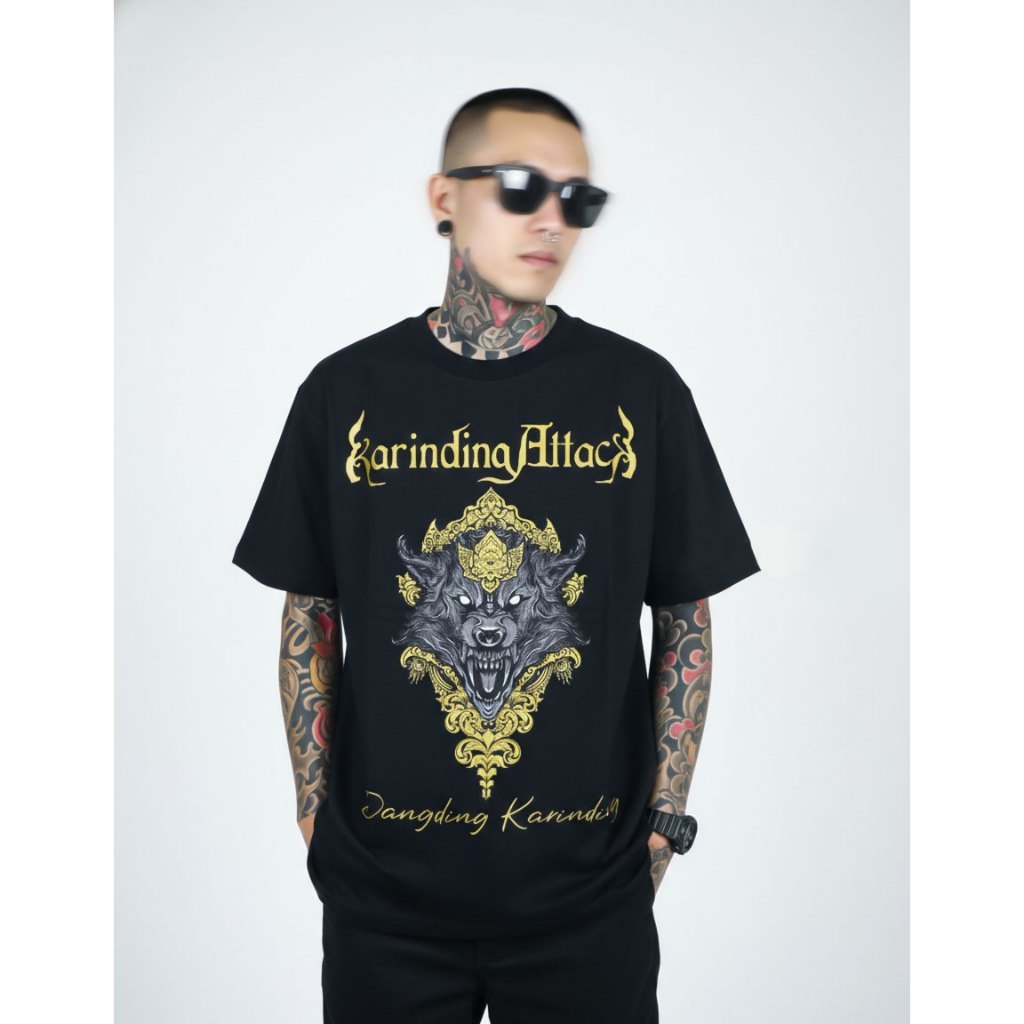 Tshirt Karinding Attack - Dangding Black Katun S-XL Kaos Pria