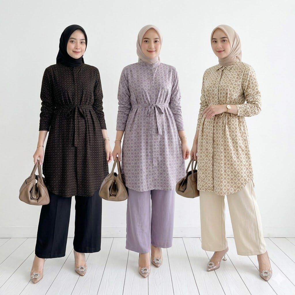 Dania One Set Tunik Rayon Premium Celana Panjang Setelan Wanita Baju Busui Kekinian OOTD LD 110 cm