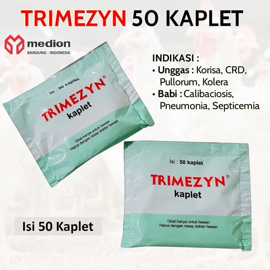 Medion Trimezyn Kaplet isi 50 Obat Ayam Ngorok Pilek Snot dan Berak Kapur