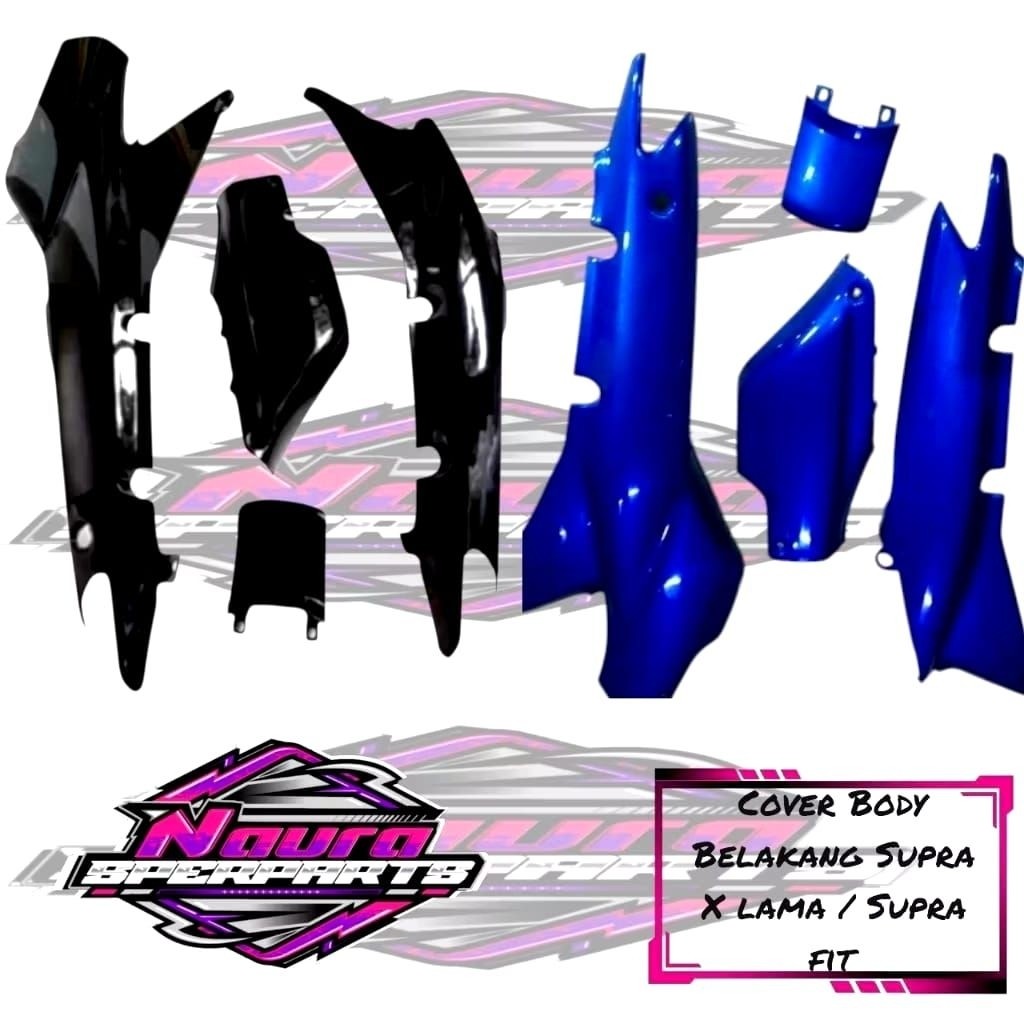 (PROMO) cover body body belakang kanan dan kiri Supra fit lama / Supra x warna hitam dan biru