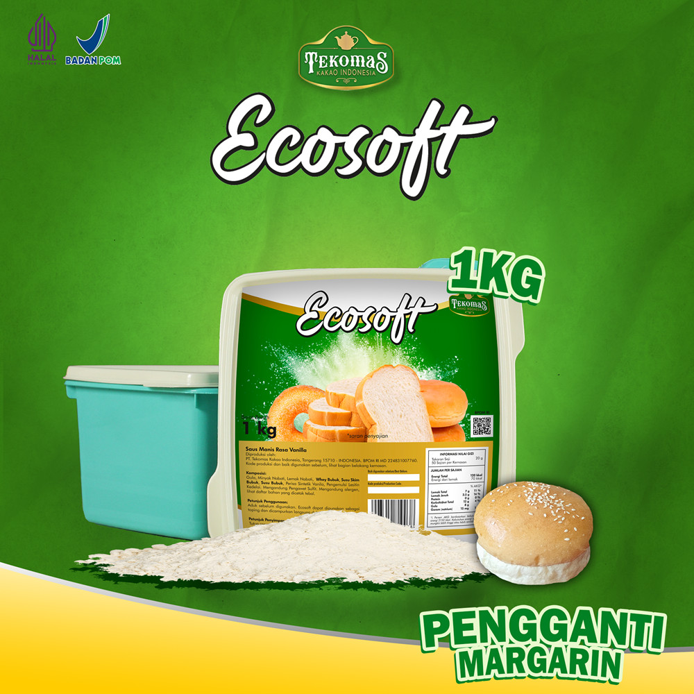 Ecosoft PLUS Tekomas 1 Kg Pengganti Margarine 100% Bahan Baking Kue Bolu Roti Wangi Vanila Premium