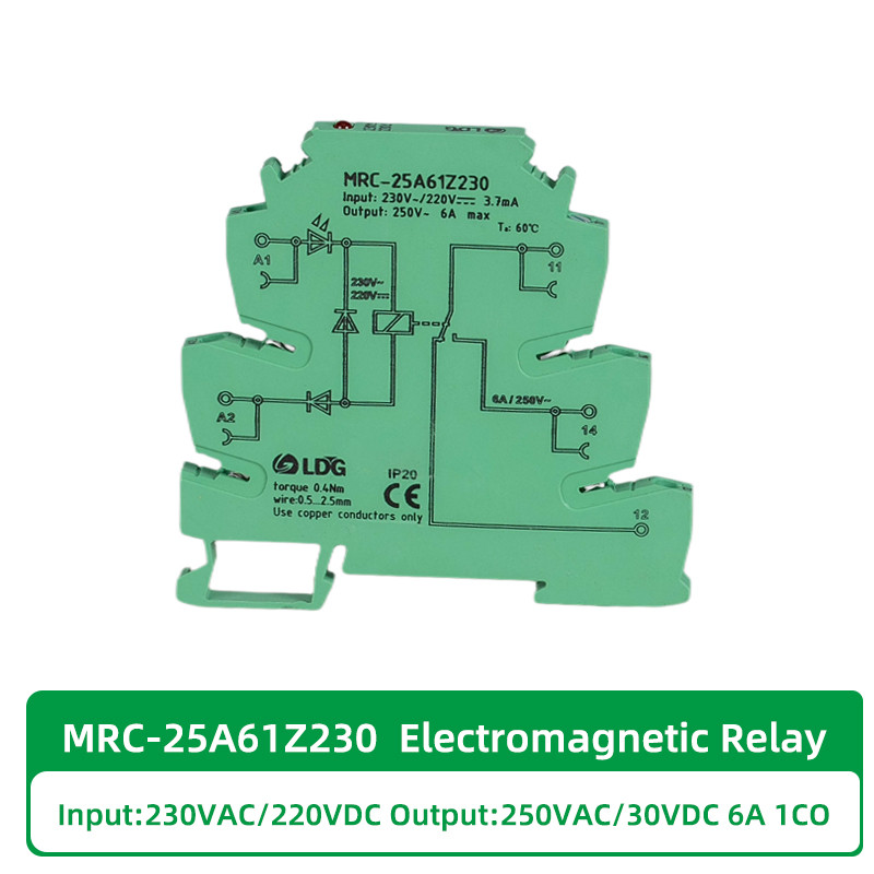 MRC-25A61Z230 230VAC 220VDC Coil Mini Electromagnetic Contact LED Relay Interface 6A 250VAC/DC Load 