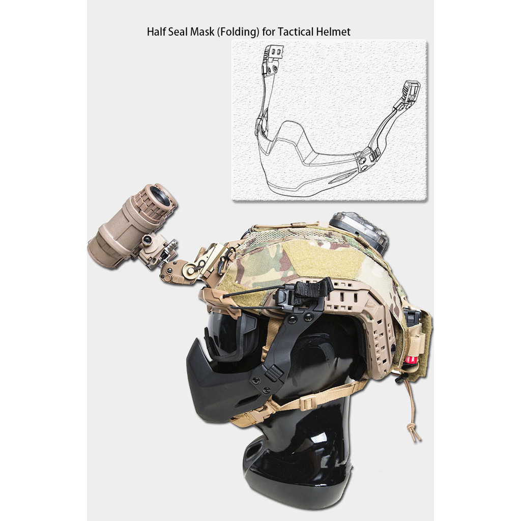 2026 Half Seal Tactical Mask Outdoor Airsoft Helmet Accessory Folding Tactical Helmet Cover for Tact