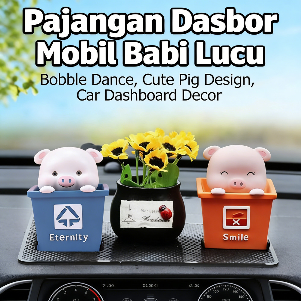 Dashboard Goyang Pajangan Babi Shake Pig 3D | Hiasan Mobil