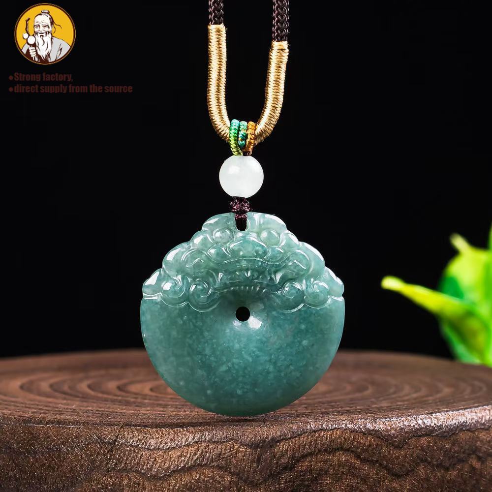 Natural Liontin jadeite, liontin gesper pengaman Pixiu, kunci Ruyi.