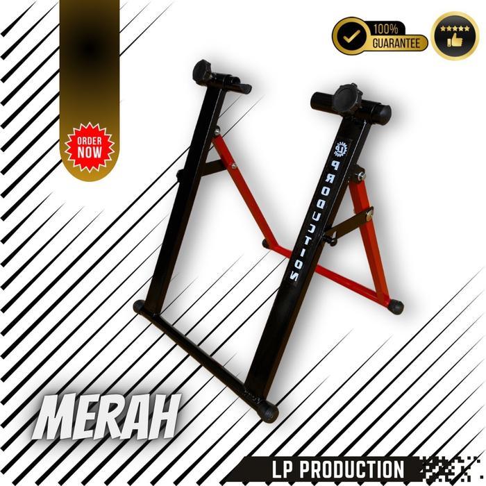 Stand Paddock Sepeda Statis Bike Trainer Fixie Roadbike MTB Seli UNIVERSAL Outdoor - Merah