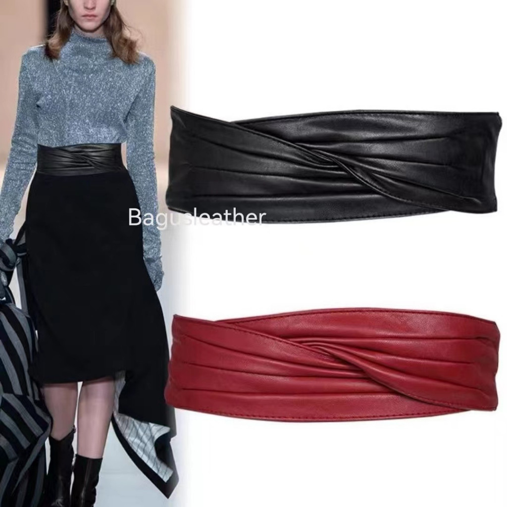 (Clariont) BGS-291 Belt Wanita Obi Besar Lebar, Ikat Pinggang Kulit Gasper Fashion Wanita