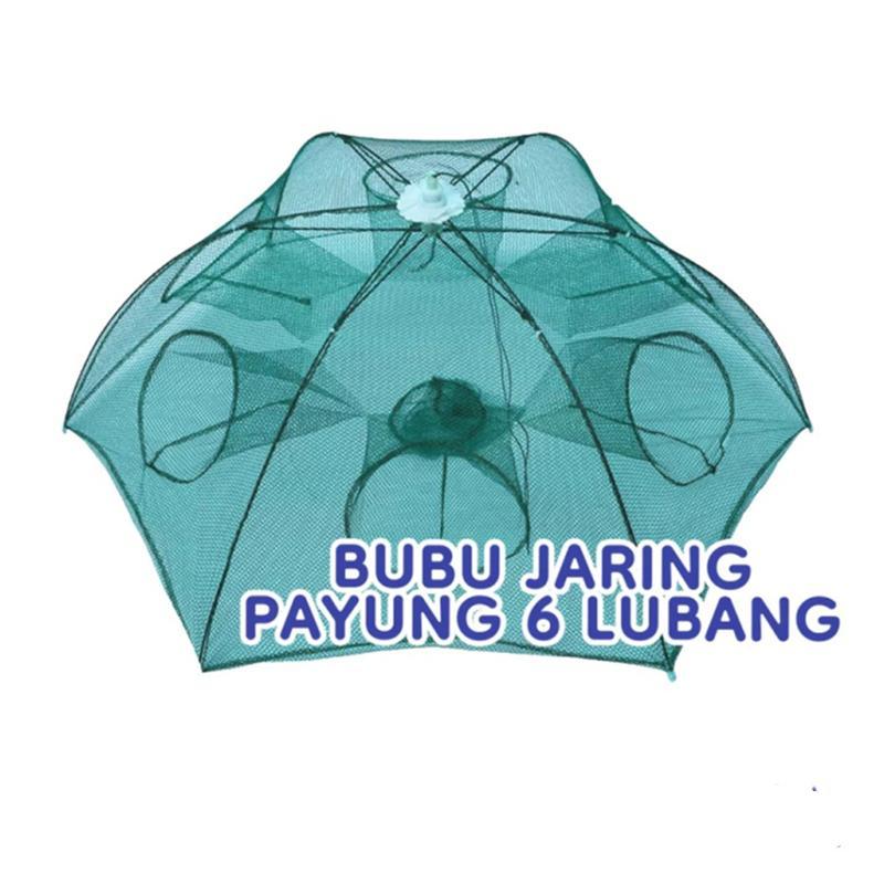 Payung Bubu Jaring Jebakan Perangkap Udang ikan Kepiting Model Payung 6 lobang labubu  warna Alat Pa