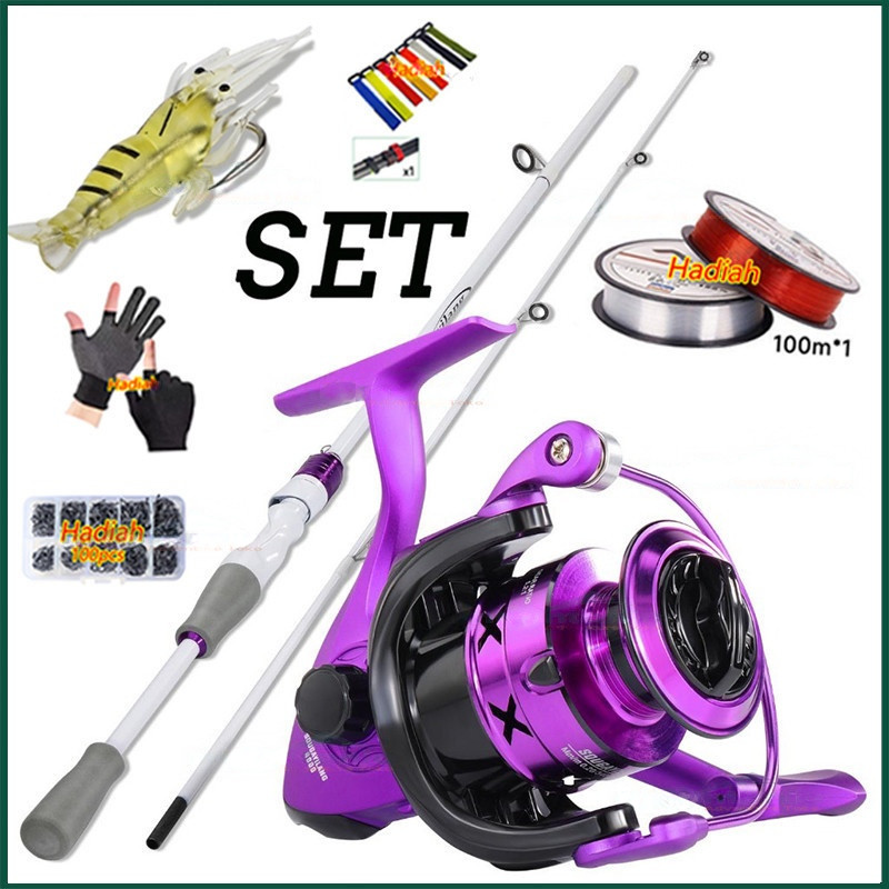 Sougayilang Joran Pancing Set Karbon Tinggi 1.8m Spinning Fishing Reel 1000-7000 Reel Pancingan Set 