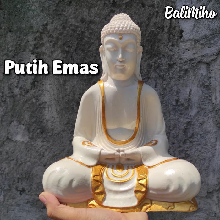 PATUNG BUDDHA JUMBO 30 CM/PATUNG BUDHA/PATUNG BUDDHA/PATUNG BUDA - Putih Emas
