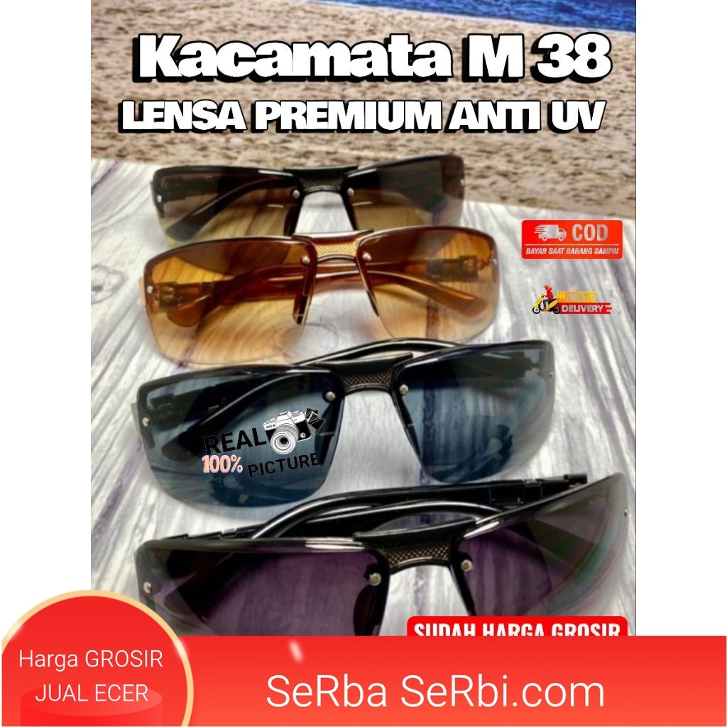[M 38]Kacamata Hitam Keren Kaca Mata Fashion Stylish Unisex Pria Wanita Cowok Cewek Dewasa anti UV L