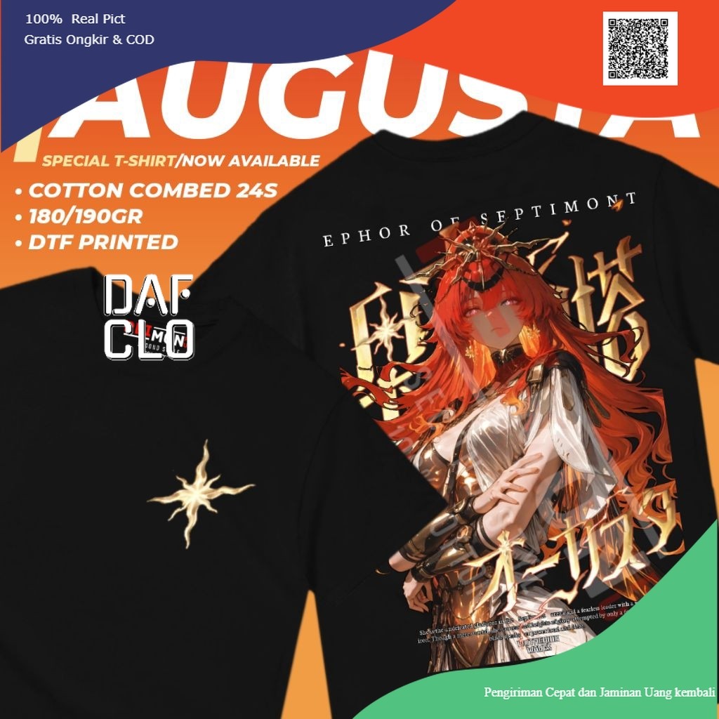 T-Shirt / Kaos Baju Game Augusta Wuthering Waves d1