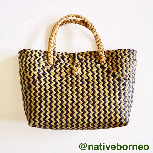 Tas Purun Midi Chevron [E011] - Tas Purun Midi Motif, Handbag Purun Motif, Tas Anyam Motif Etnik