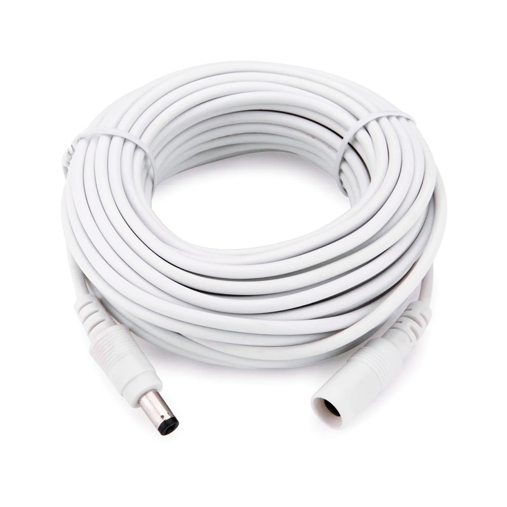 Copper DC Power Extension Cable 12V White 3M/5M/10M/15M/20M/30M/50M Extender Cord 2.1x 5.5mm Female 