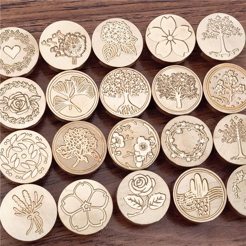 Wax Seal Stamp Head Flower Stamps Wax Seal Wax Stamp Plant Leaves Garland  Life Tree Copper Stamp He