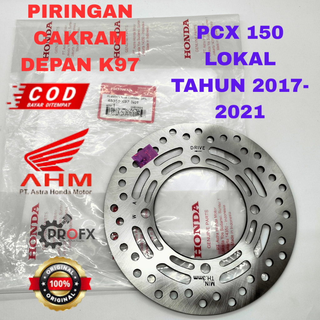 (SPACE CO) PIRINGAN CAKRAM DEPAN K97 HONDA PCX 150 LOKAL TAHUN 2017-2021 ORIGINAL ASLI AHM DISC BRAK