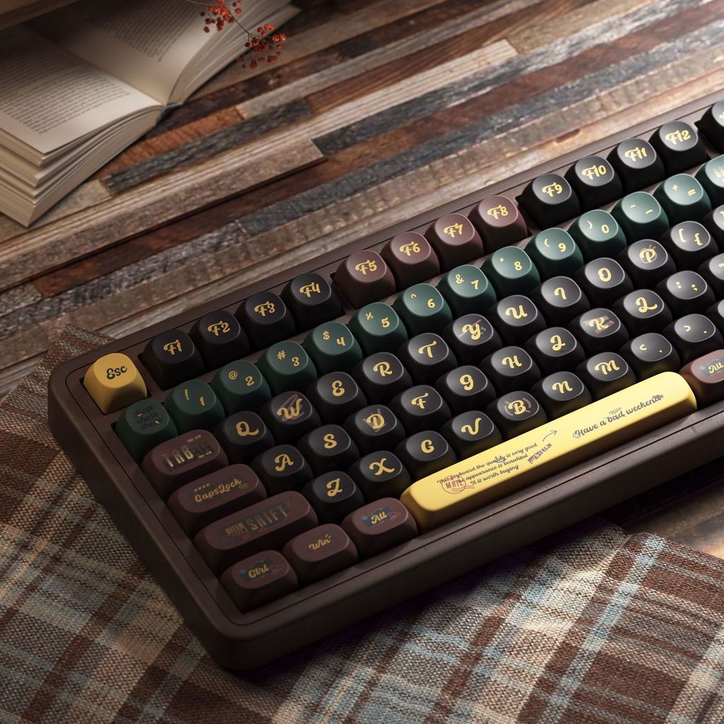 Original Nostalgic Patchwork Retro Keycaps Highly Sublimated Round Cute Mechanical Keyboard Keycaps