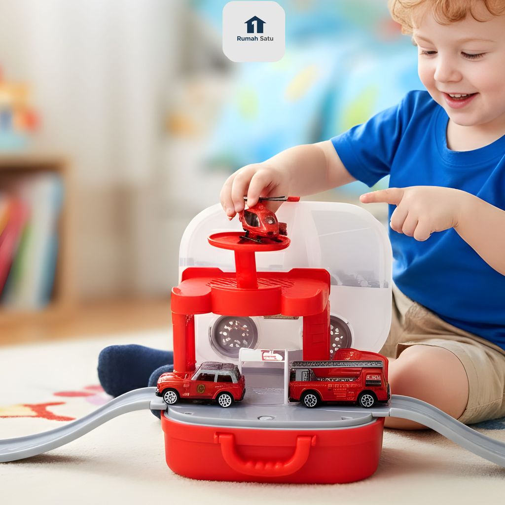 RUAMHSATU -  Mainan Anak Tas Koper Building Set Car Parking Suitcase | Mainan Anak Laki Laki Mobil M