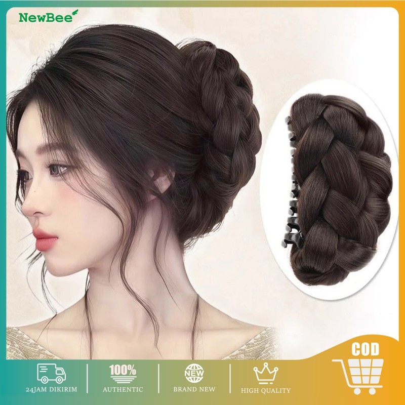 Sanggul Palsu Keriting Motif Twist Rambut Palsu Gulung Praktis Hair Bun Clip Anti Kusut Untuk Sanggu