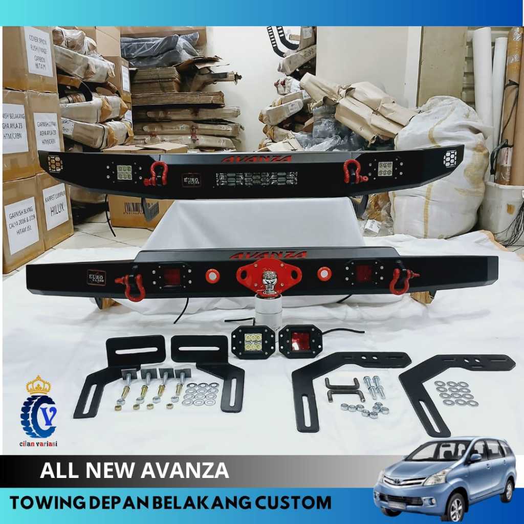Paket Tanduk Depan Towing Belakang ALL NEW RUSH AVANZA 2012-2021 Custom Pengaman Pelindung Bemper Ba