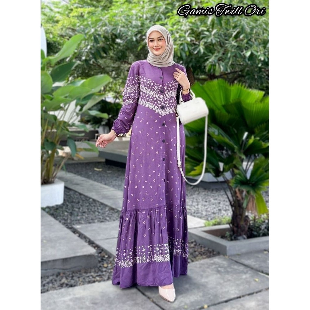BRAKOTOP Gamis Twill Rempel Bawah Gamis Cap Gamis Kancing