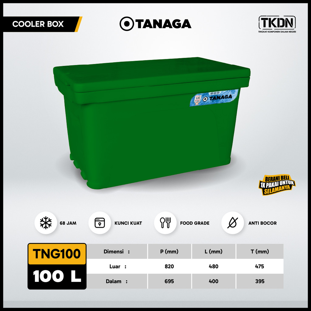 TANAGA Cool Box 100 Liter Cooler Box Es Batu Ikan Daging Minunan Ice Box Pendingin Tahan Lama