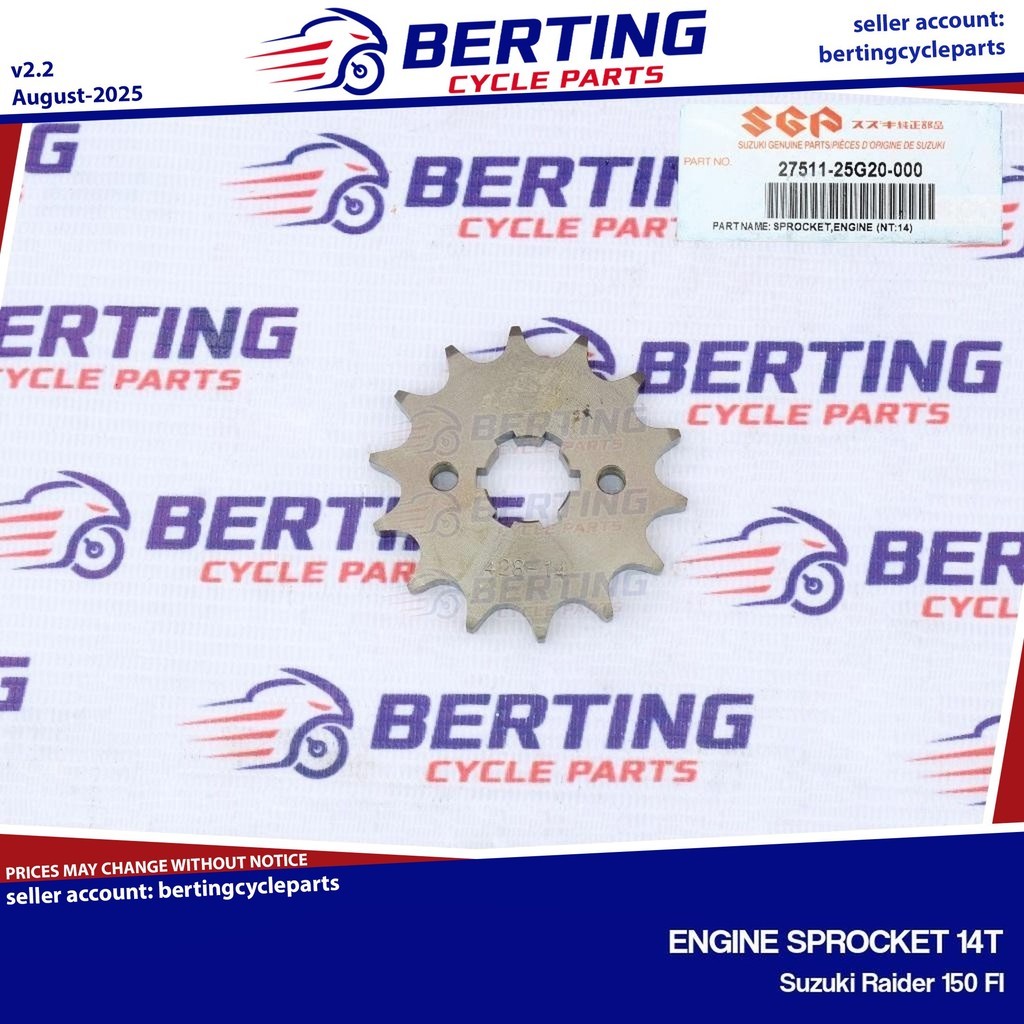 SPROKET MESIN SGP 14T Suzuki Raider 150 FI Asli 27511-25G20-000