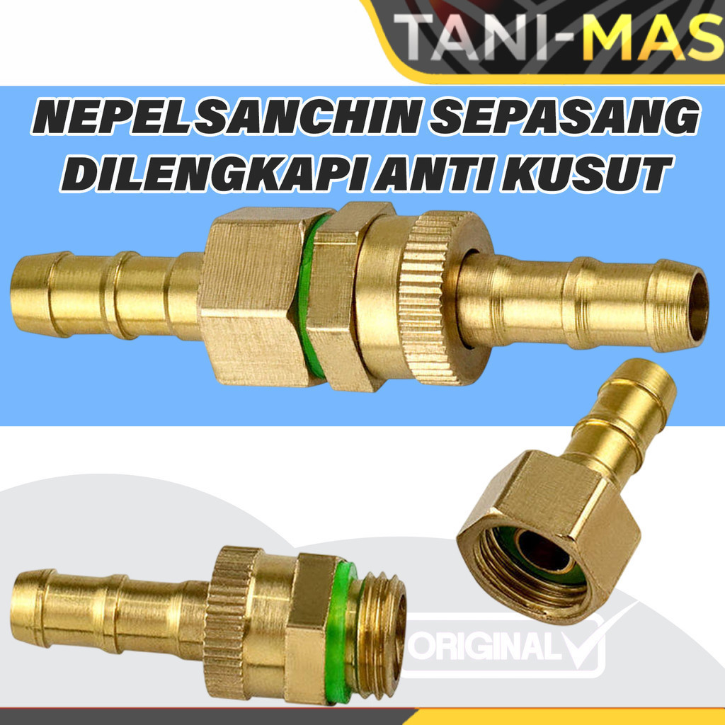 Nepel Sanchin Male Female Sepasang dilengkapi Swivel anti kusut ke selang 8.3mm Full Kuningan