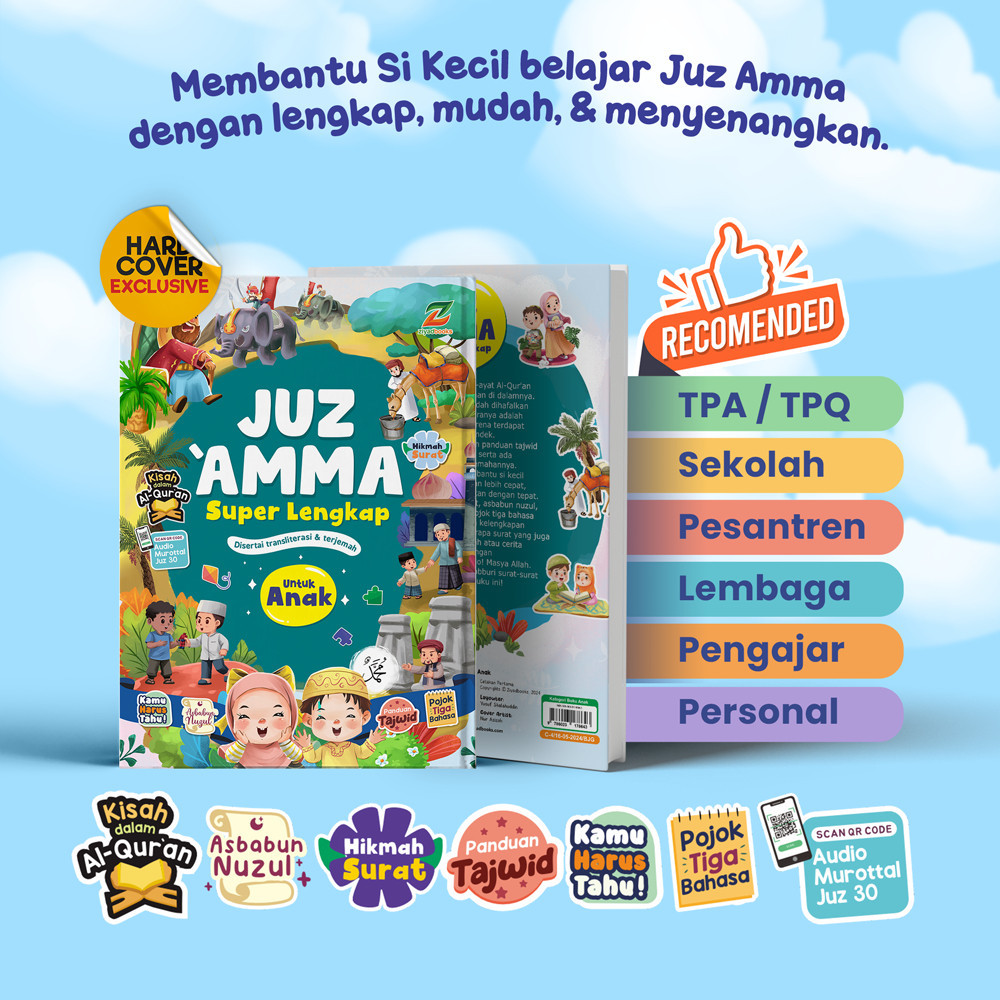 Juz Amma Superlengkap Terjemah dan Transliterasi Latin Disertai Audio Bacaan for Kids Hard Cover Ori