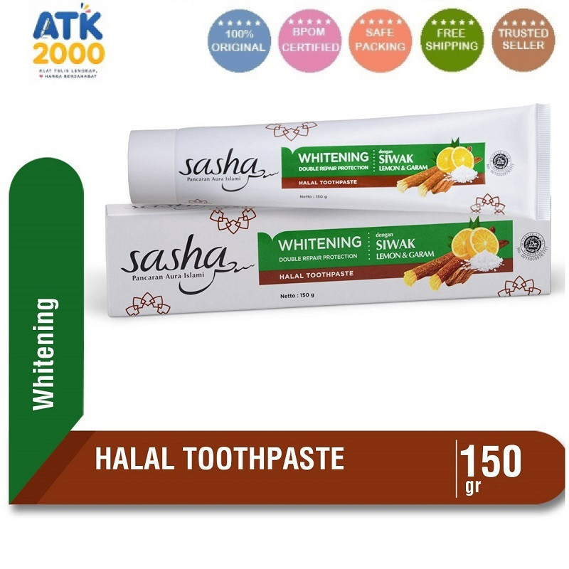 SASHA Sasha Toothpaste Pasta Gigi WHITENING | PENCEGAH GIGI BERLUBANG | HERBAL 150 gr