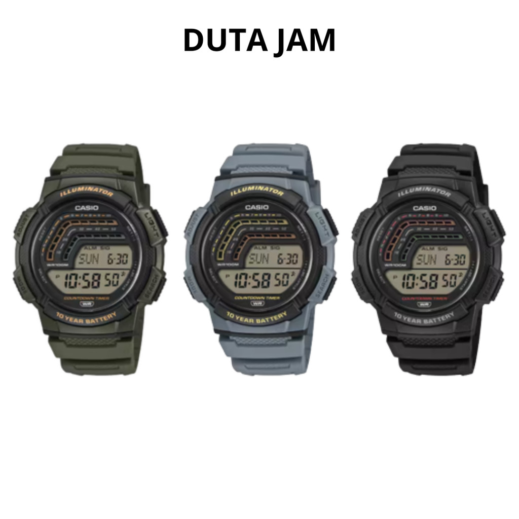 JAM TANGAN PRIA CASIO WS-1800 WS1800 1A 2A 3A DIGITAL RESIN STRAP ORIGINAL