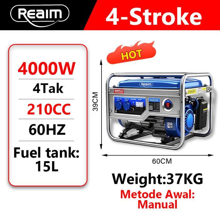 Genset Portable 4000 watt Biru Terbaru Reaim Generator Portabel Bensin Tugas Berat untuk Rumah Senya