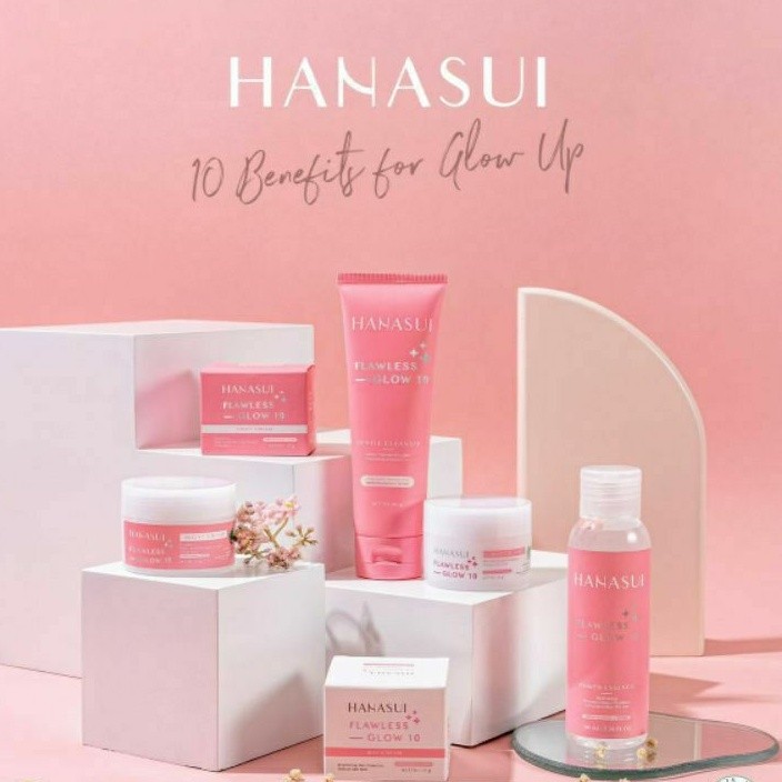 Paket Isi 5 Hanasui Flawless Glow Up Series (Day cream, Night cream, Power Essence,  Cleanser dan se