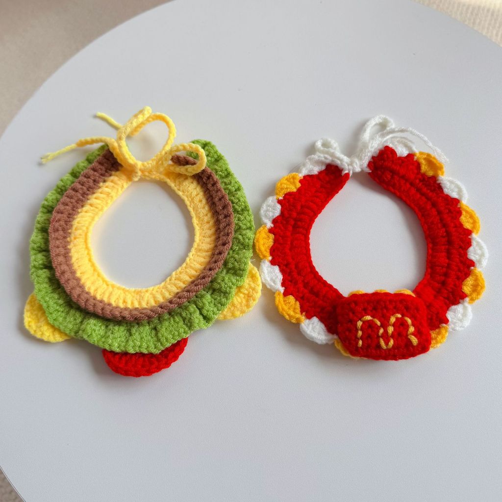 Merajut/merenda syal/kalung burger untuk kucing peliharaan