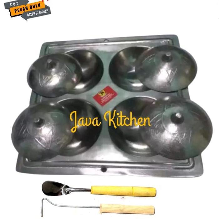 Cetakan kue serabi 4 lubang / Cetakan kue pancake / Cetakan serabi 4 lubang anti lengket plus tutup 