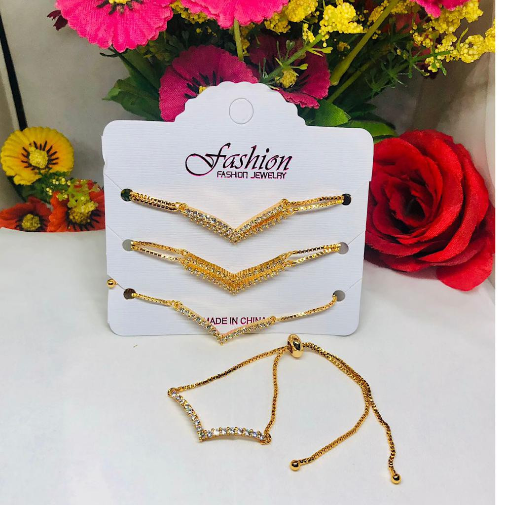 Gelang Fuji Aurel Berlapis Emas Elegan Titanium gelang terlaris