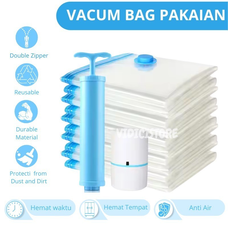 Cover Baju Jas / Plastik kompresi vakum / alat vacum baju dan plastik nya / vacuum bag travel  /plas