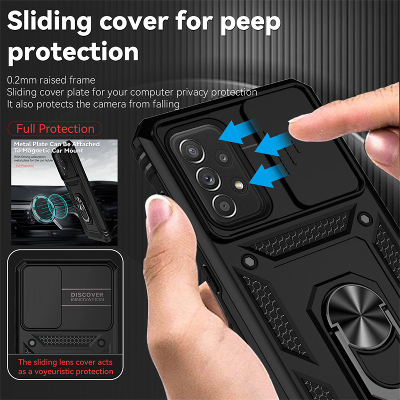 CASE SAMSUNG A22 A32 A52 A52S A72 A13 A23 A53 A73 IRING CASE MILITARY SLIDE CAMERA CASE