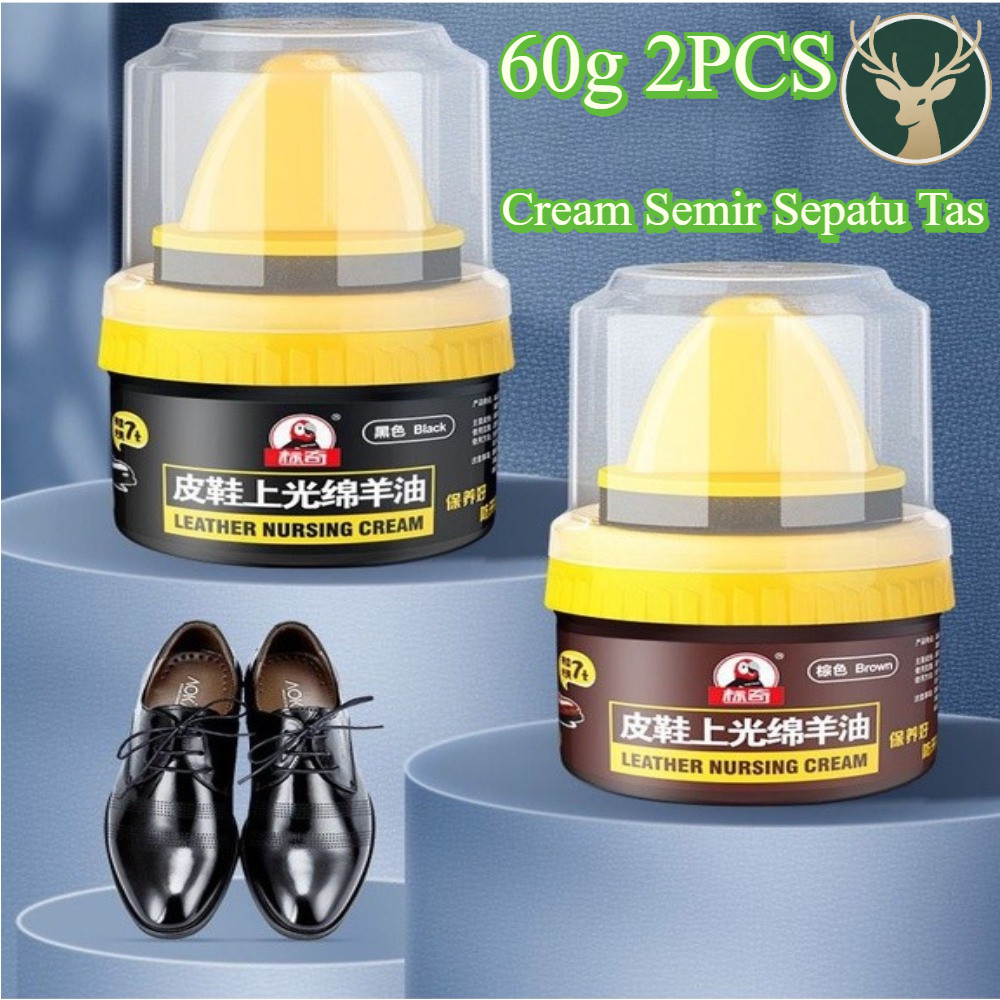 60g*2PCS Cream Semir Sepatu Tas Pria& Wanita/ Pengkilap Sepatu Kulit Semir Kulit Sepatu Oil Sepatu K