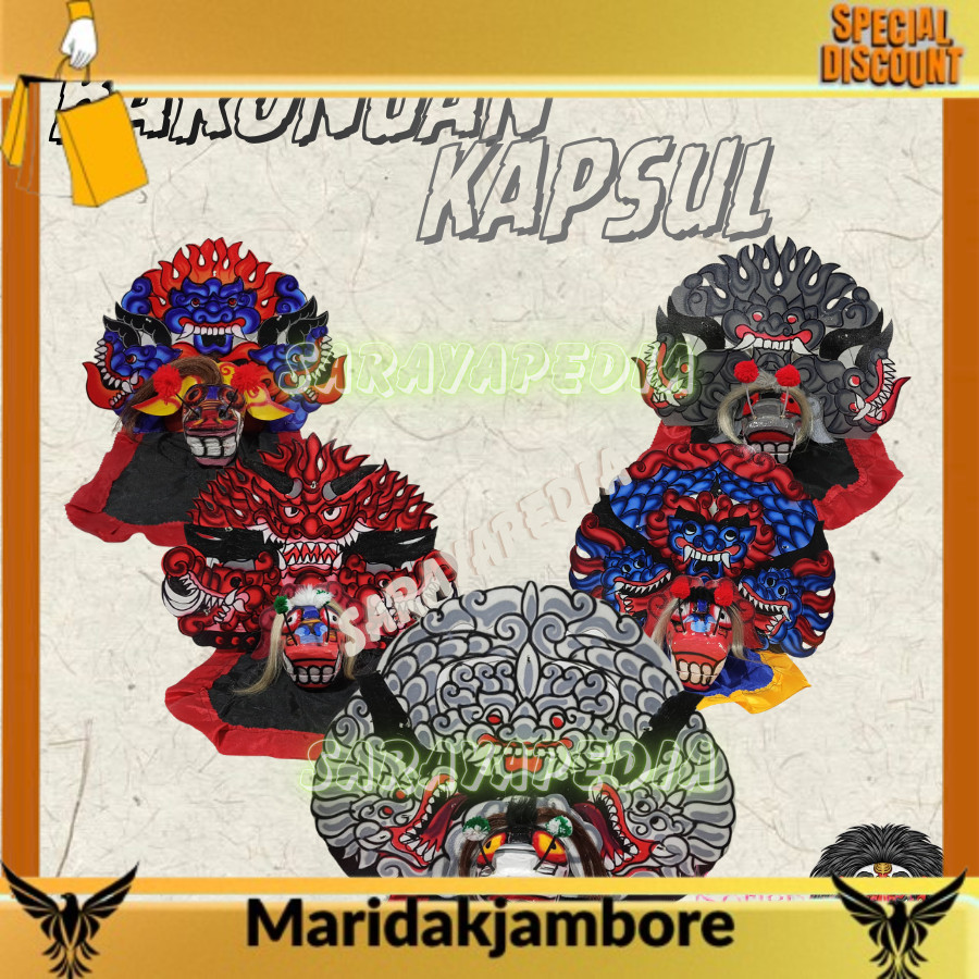 anak-anak hobby Barongan Kapsul Bahan Kayu Mainan Anak Budaya Tradisional Free Kemul SFD Mj barongan